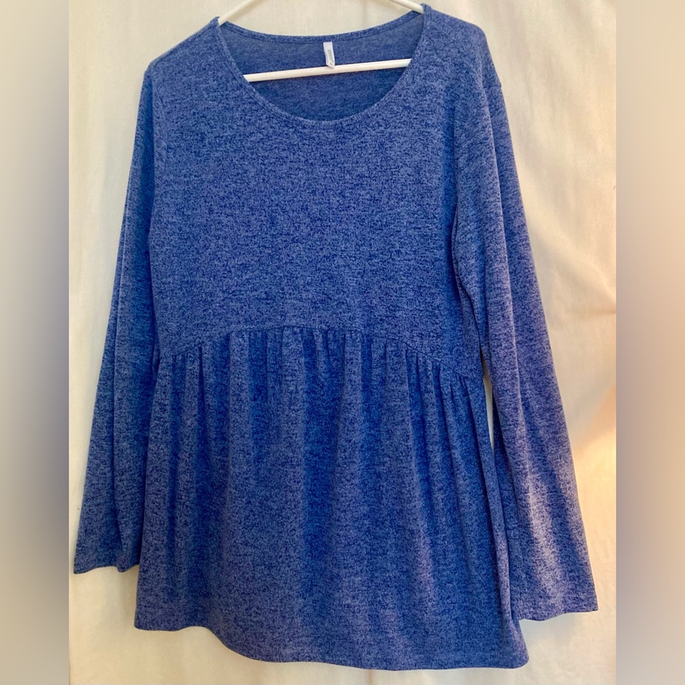 Women's maternity Long-Sleeve Blue Peplum Tunic Top Size XL